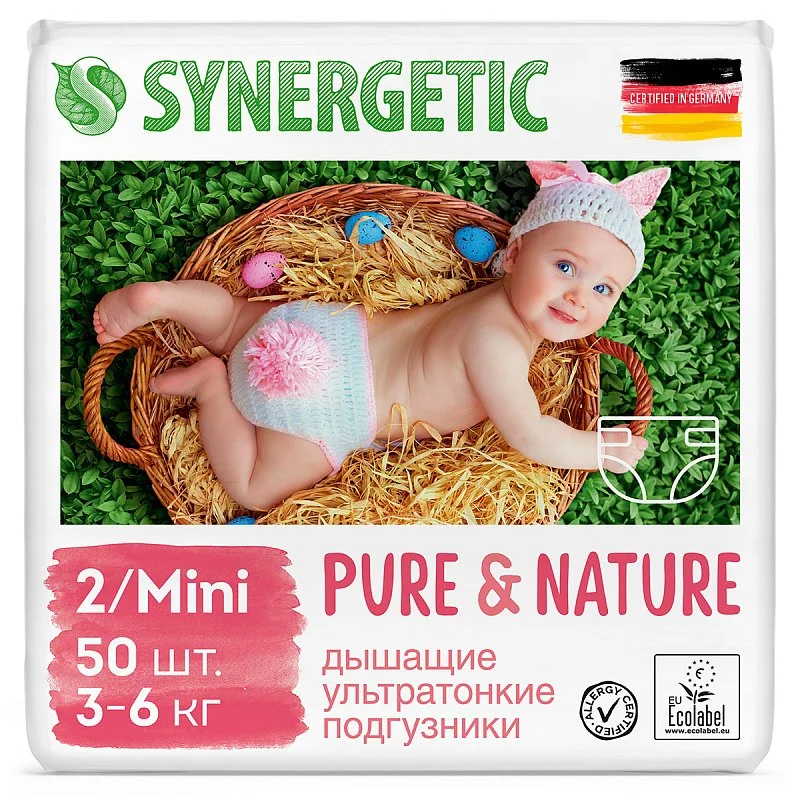 Подгузники Pure&Nature, 2/MINI (3-6 кг)